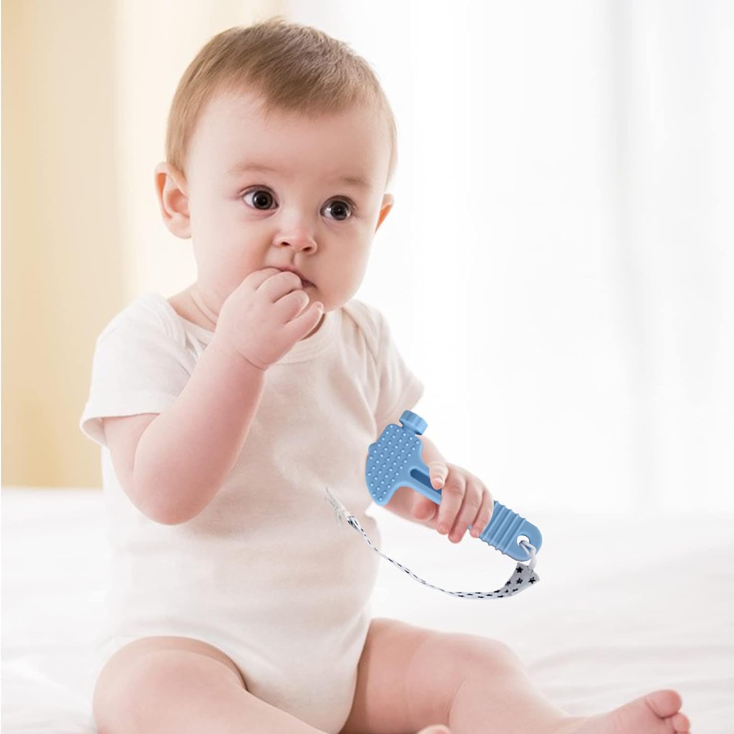 Fu Store 8 Pack Soft Silicone Teething Toys for Toddlers Infant Hammer Wrench Spanner Pliers Saw Knife Tools Shape Baby Teethers Relief Soothe Babies Gums Set (8 Pack Hammer Set) - Image 6
